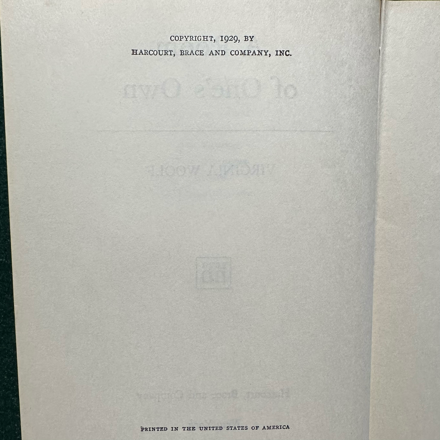 Vintage Fiction Hardback: Virginia Woolf - A Room of One's Own FIRST EDITION EARLY REPRINT