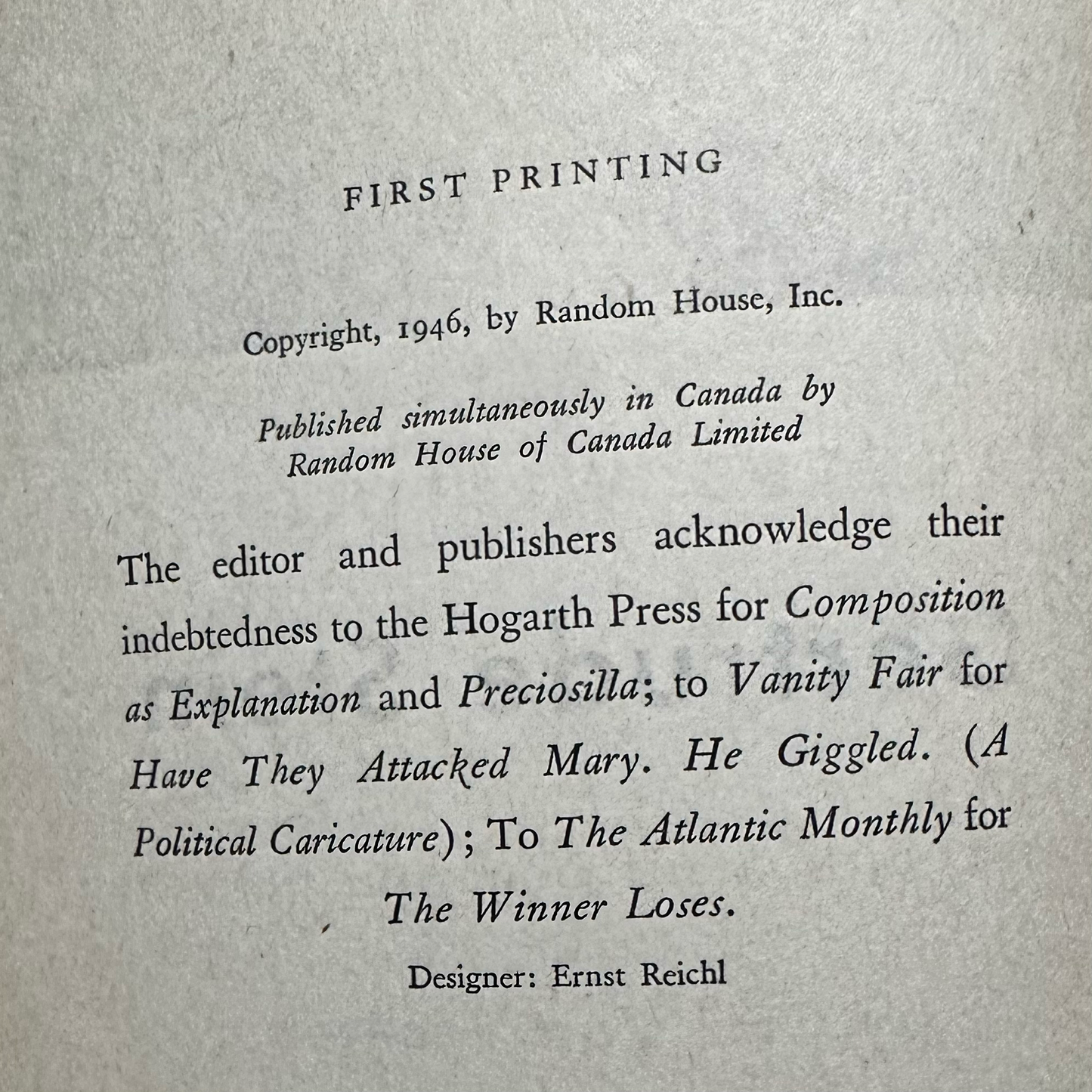 Vintage Fiction Hardback: Selected Writings of Gertrude Stein - Edited by Carl van Vechten FIRST EDITION
