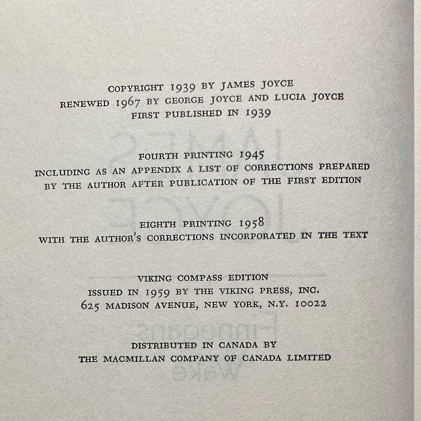 Vintage Fiction Hardback: James Joyce - Finnegans Wake VIKING FIRST EDITION