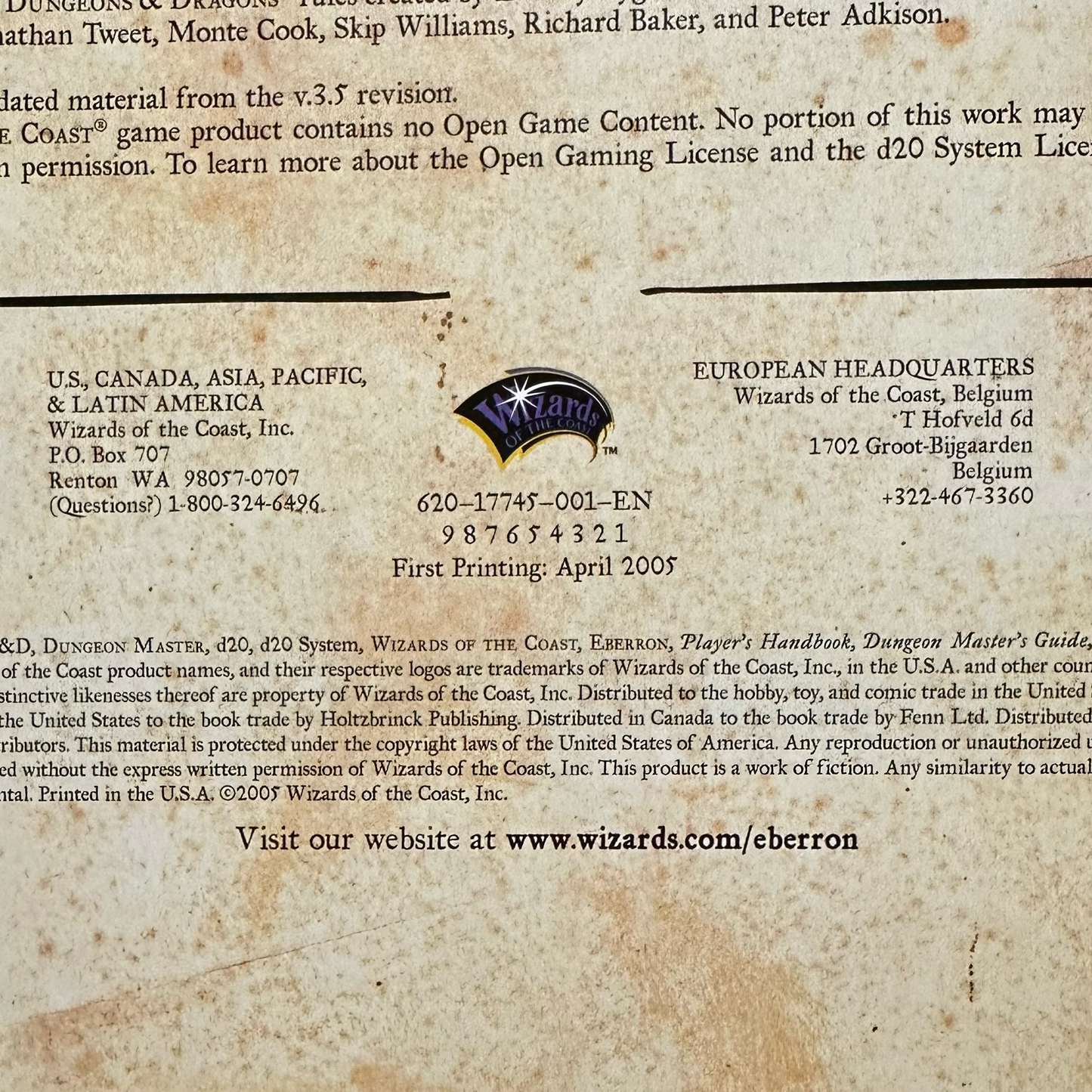 Dungeons & Dragons Accessory: Races of Eberron 3.5e FIRST PRINTING