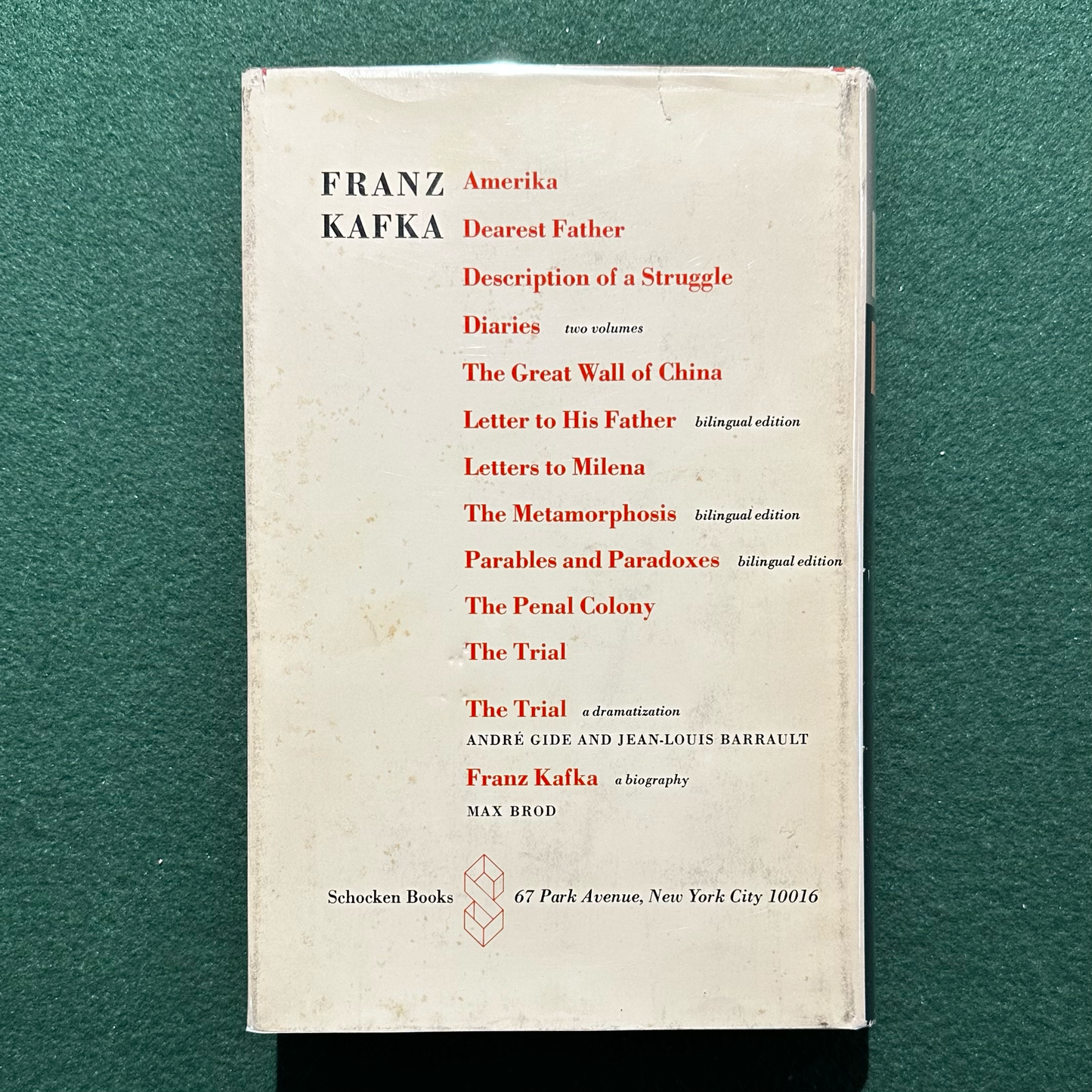 Vintage Fiction Hardback: Franz Kafka - The Complete Stories SECOND PRINTING