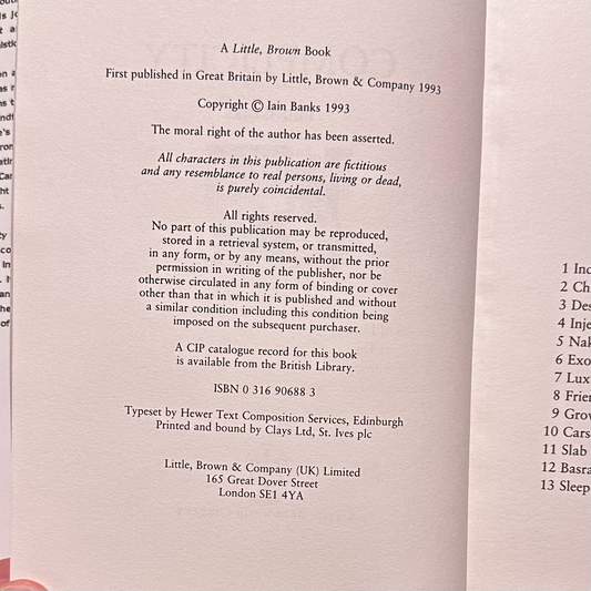 Vintage Fiction Hardback: Iain Banks - Complicity FIRST EDITION