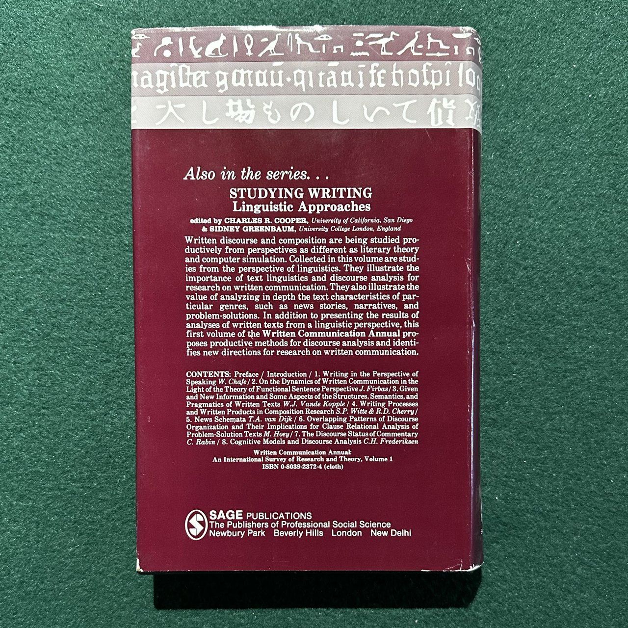 Vintage Non-Fiction Hardback: Alan C Purves - Writing Across Languages and Cultures, Vol 2 FIRST PRINTING
