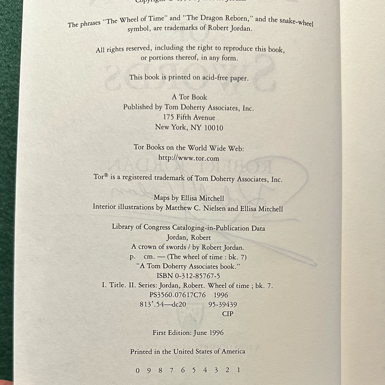 Vintage Fantasy Hardback: Robert Jordan - A Crown of Swords, Book 7 of The Wheel of Time SIGNED FIRST EDITION/PRINTING