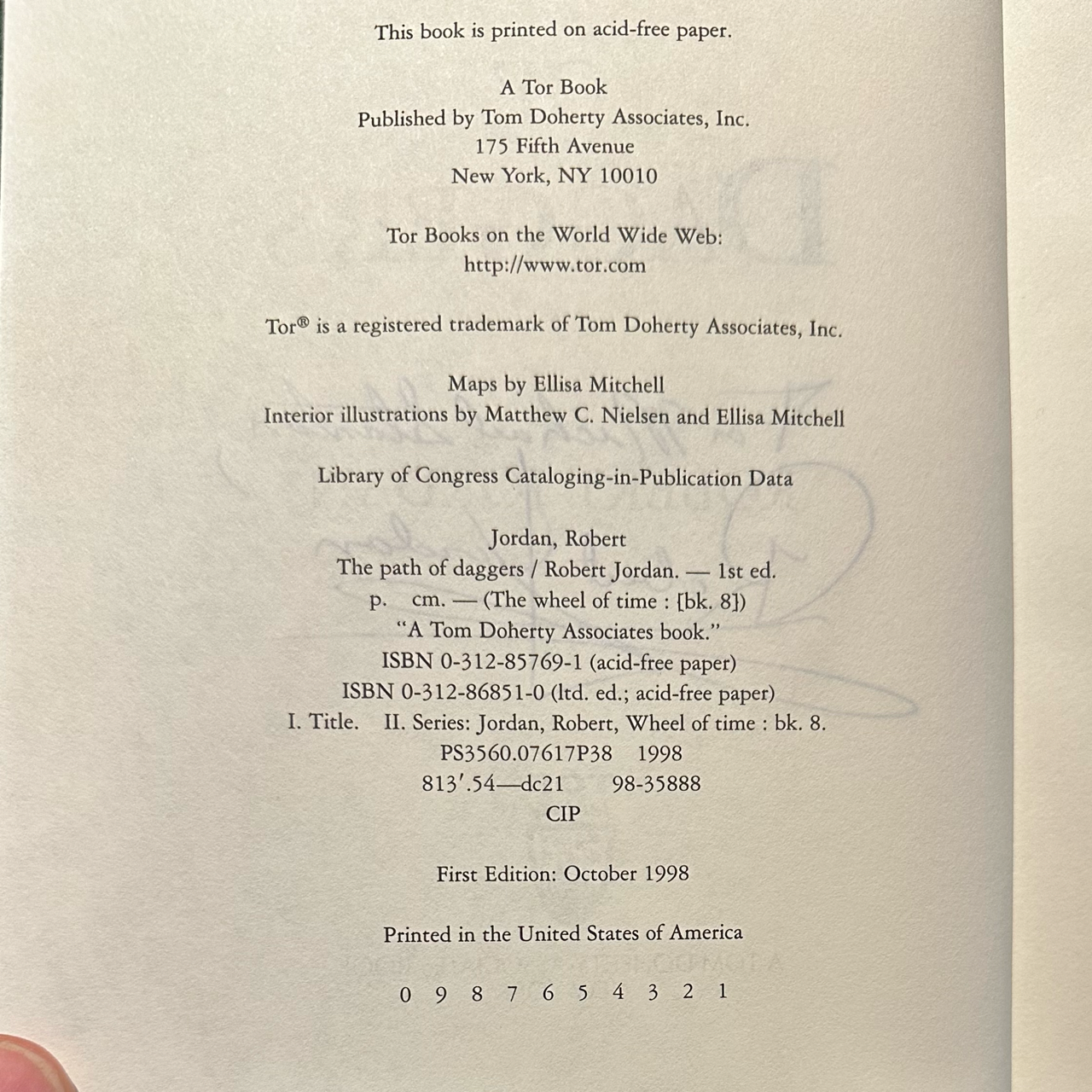 Vintage Fantasy Hardback: Robert Jordan - The Path of Daggers, Book 8 of The Wheel of Time SIGNED FIRST EDITION/PRINTING