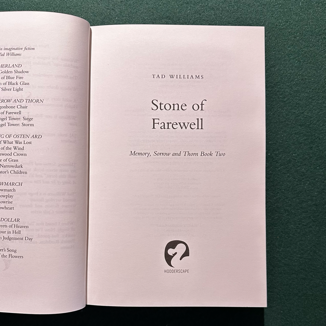 Fantasy Hardback: Tad Williams - The Stone of Farewell BROKEN BINDING FIRST EDITION
