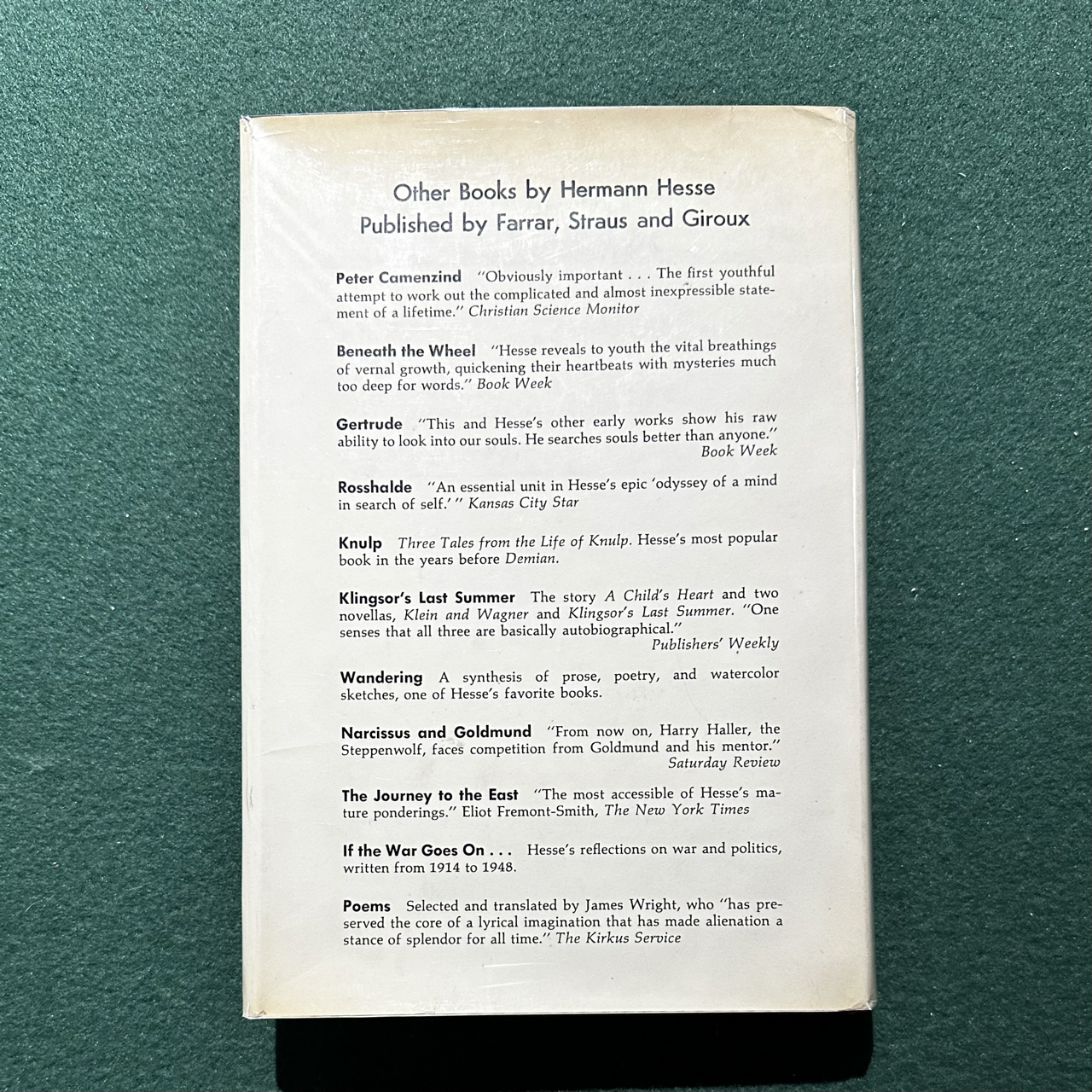 Vintage Fiction Hardback: Hermann Hesse - Autobiographical Writings FIRST EDITION