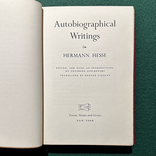 Vintage Fiction Hardback: Hermann Hesse - Autobiographical Writings FIRST EDITION