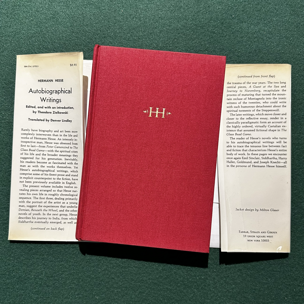 Vintage Fiction Hardback: Hermann Hesse - Autobiographical Writings FIRST EDITION