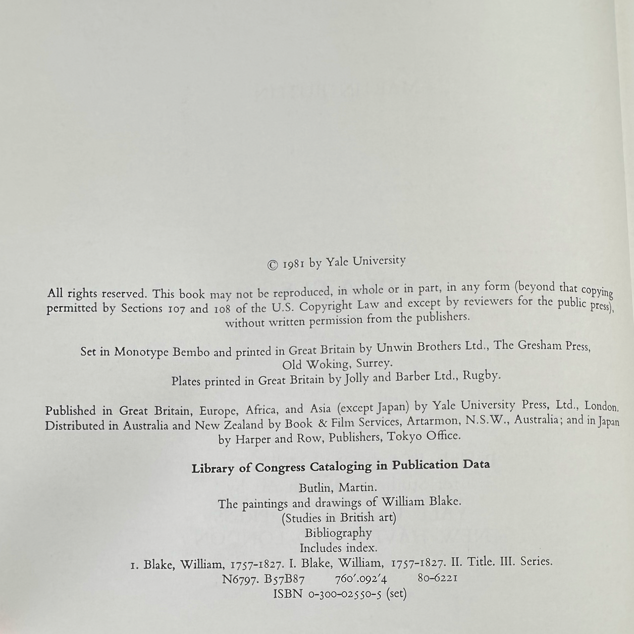 Vintage Non-Fiction Hardback: Martin Butlin - The Paintings and Drawings of William Blake: Plates and Text