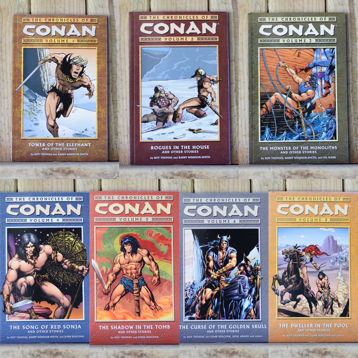 Paperback Graphic Novel Lot: Roy Thoma, Barry Windsor-Smith and Robert E Howard - The Chronicles of Conan, Vol 1-7