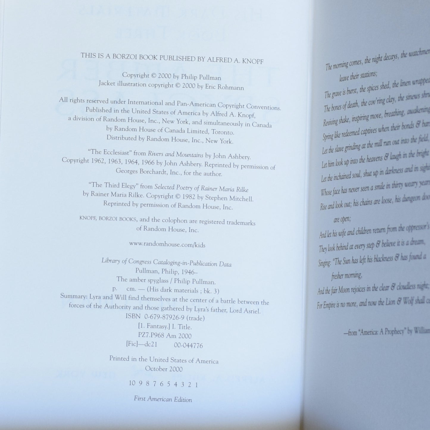 Fantasy Hardback: Philip Pullman - The Amber Spyglass FIRST EDITION/PRINTING