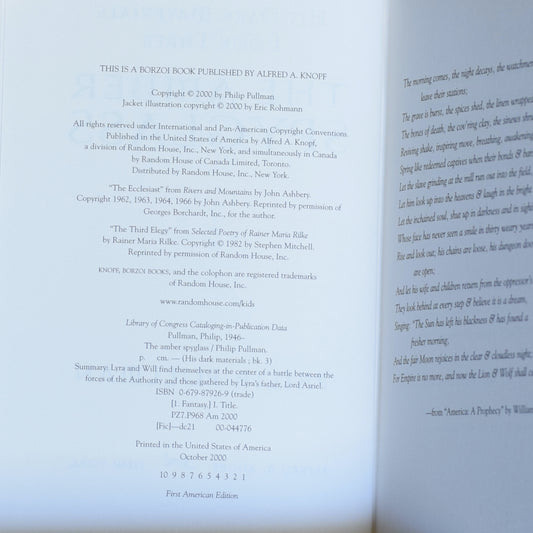 Fantasy Hardback: Philip Pullman - The Amber Spyglass FIRST EDITION/PRINTING