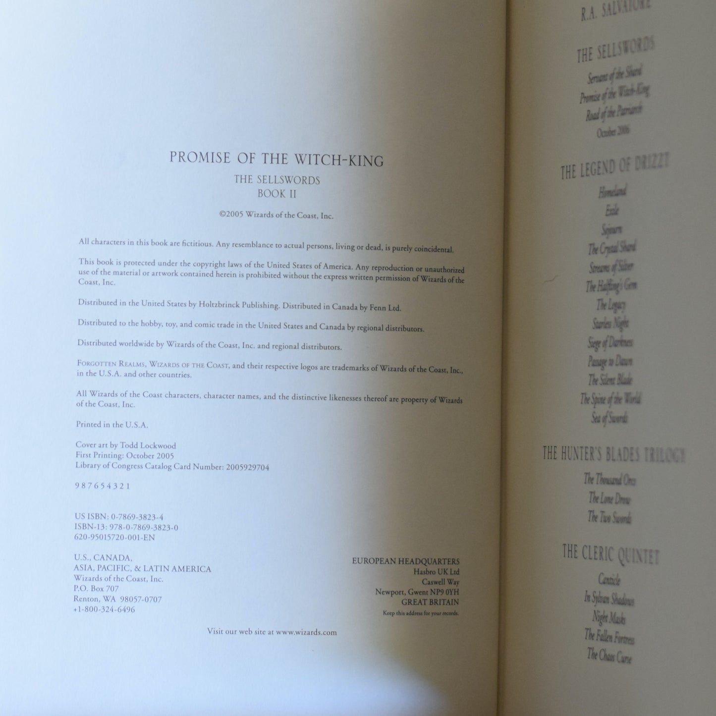 Dungeons and Dragons Hardback: R A Salvatore - Promise of the Witch-King FIRST EDITION/PRINTING