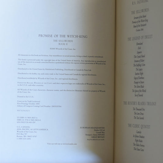 Dungeons and Dragons Hardback: R A Salvatore - Promise of the Witch-King FIRST EDITION/PRINTING