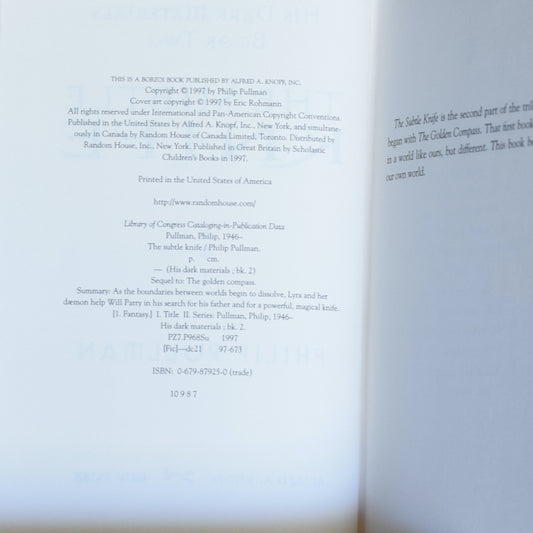 Vintage Fantasy Hardback: Philip Pullman - The Subtle Knife