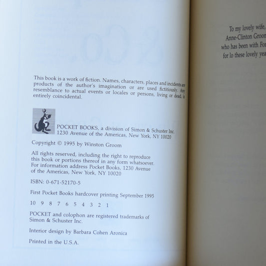 Vintage Fiction Hardback: Winston Groom - Gump & Co. FIRST EDITION/PRINTING RARE MISS-PRINT