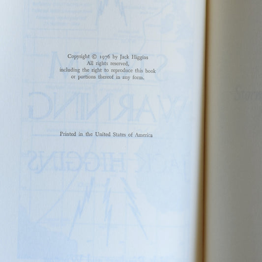 Vintage Fiction Hardback: Jack Higgins - Storm Warning BCE