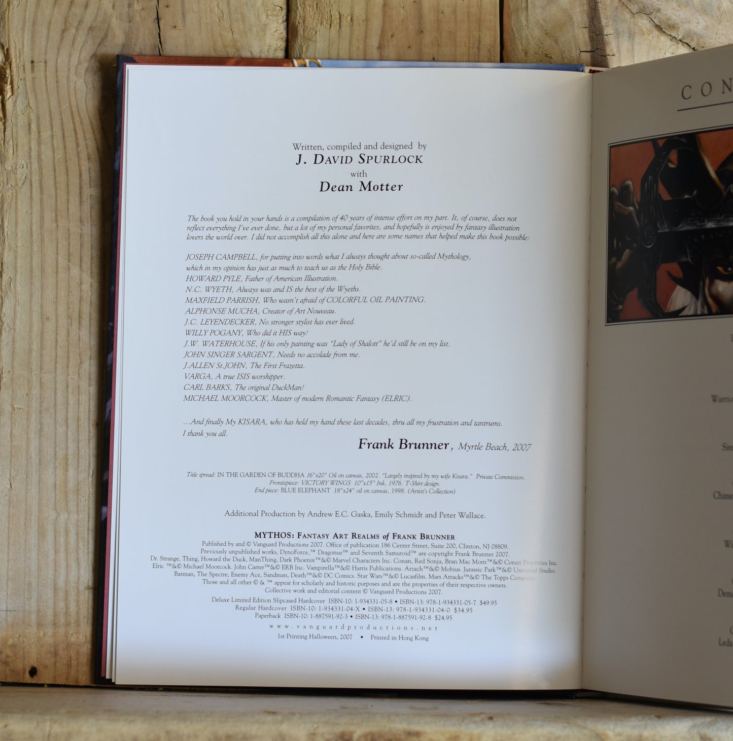 Fantasy Hardback: J David Spurlock - Mythos: The Fantasy Art Realms of Frank Brunner Deluxe Edition SIGNED FIRST PRINTING