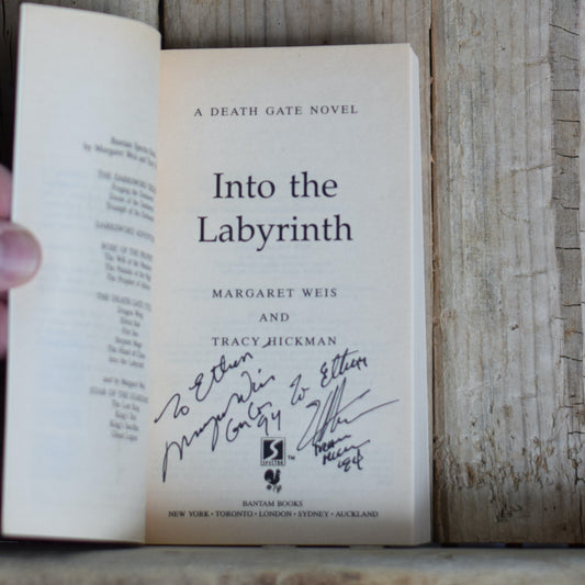 Vintage Fantasy Paperback: Magaret Weis and Tracy Hickman - Into the Labyrinth, A Deathgate Novel SIGNED FIRST PRINTING