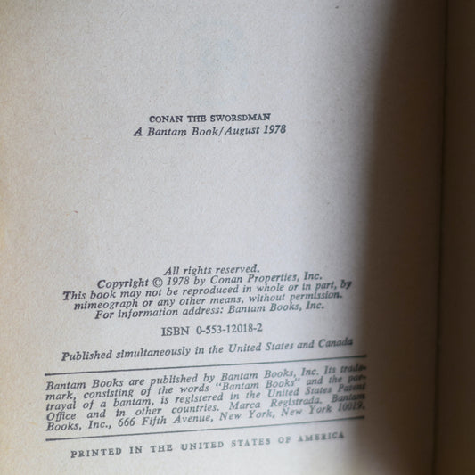 Vintage Fantasy Paperback: L Sprague de Camp, Lin Carter and Bjorn Nyberg - Conan the Swordsman FIRST PRINTING
