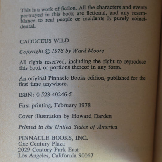 Vintage Sci-fi Paperback: Ward Moore - Caduceus Wild FIRST PRINTING