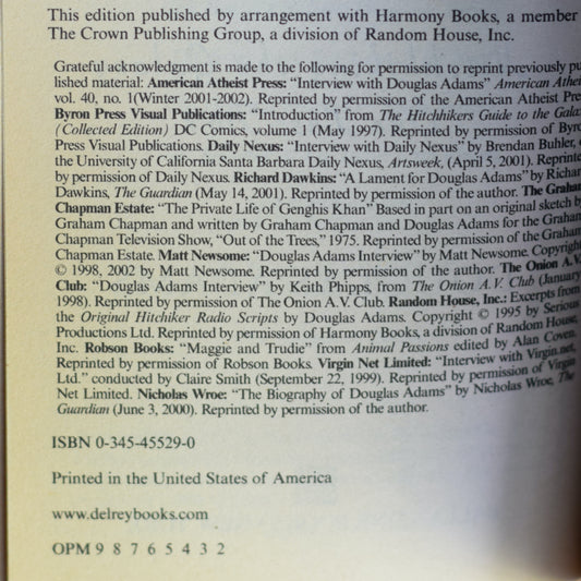 Sci-fi Paperback: Douglas Adams - The Salmon of Doubt SECOND PRINTING