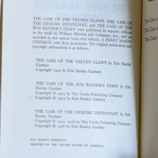 Vintage Fiction Hardback: Erle Stanley Gardner - A Perry Mason Omnibus BCE