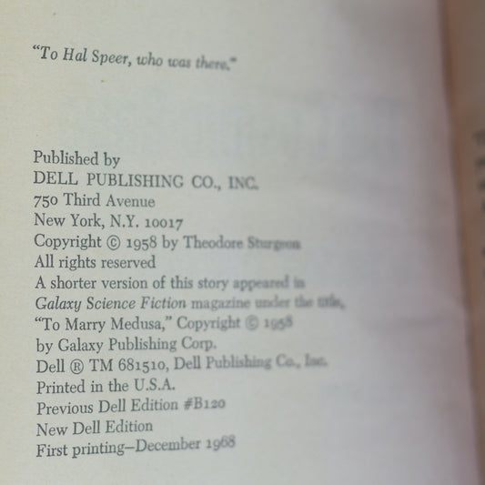 Vintage Sci-fi Paperback: Theodore Sturgeon - The Cosmic Rape FIRST PRINTING