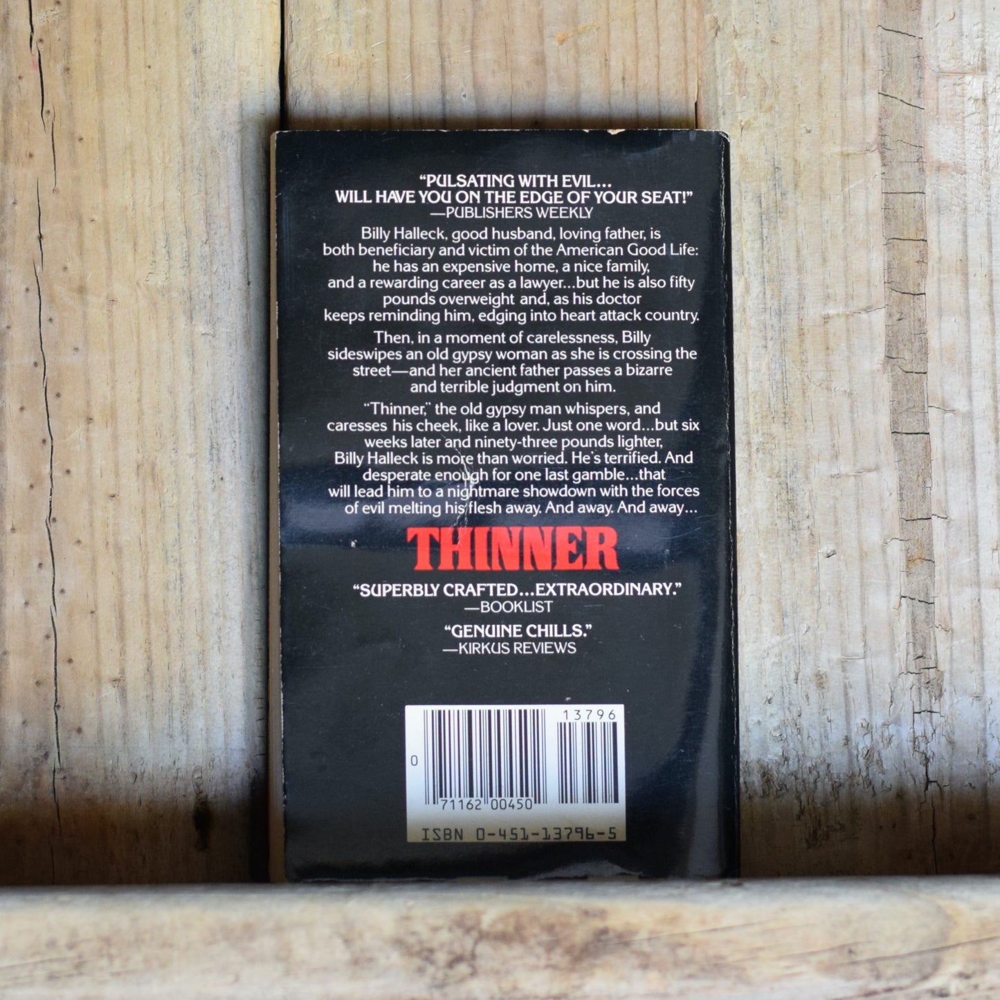 Vintage Horror Paperback: Stephen King - Thinner FIRST PRINTING
