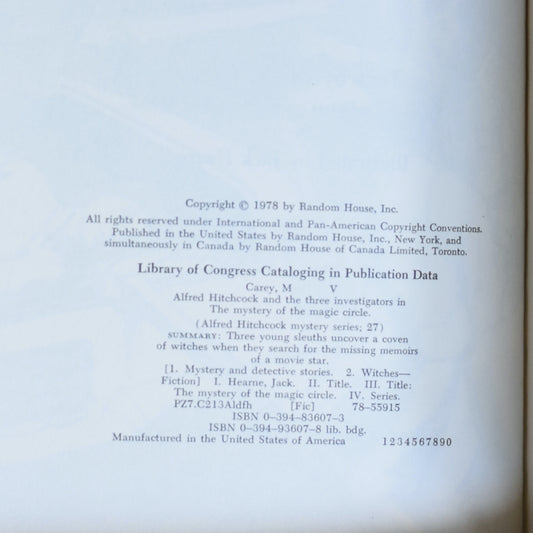 Vintage Fiction Hardback: M V Carey - Alfred Hitchcock and The Three Investigators in The Mystery of the Magic Circle FIRST PRINTING