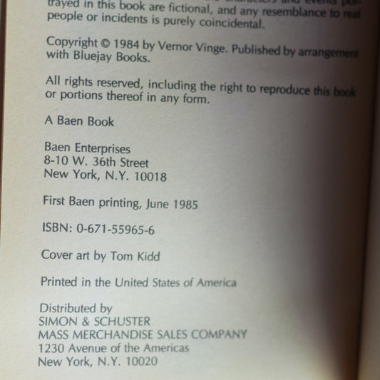 Vintage Sci-fi Paperback: Vernor Vinge - The Peace War FIRST PRINTING