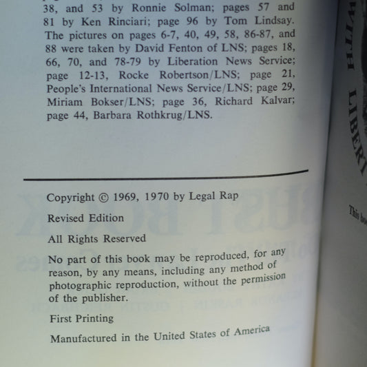 Vintage Non-fiction Paperback: The Bust Book - What to do Until the Lawyer Comes FIRST PRINTING