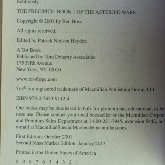 Sci-fi Paperback: Ben Bova - The Precipice FIRST PRINTING