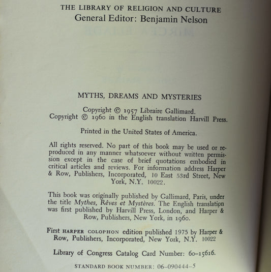 Vintage Philosophy Paperback: Mircea Eliade - Myths, Dreams, and Mysteries