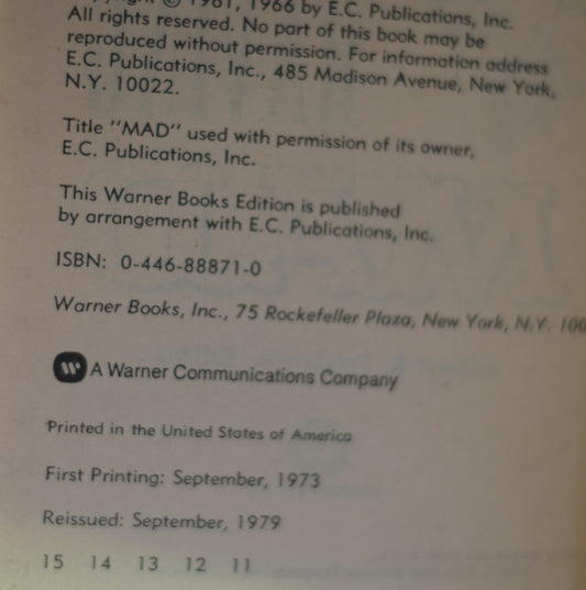 Vintage Fiction Paperback: Raving MAD, Edited by Albert B Feldstein