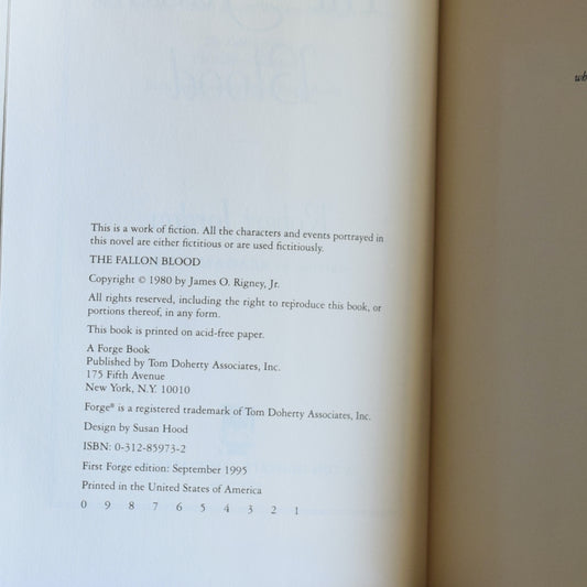 Vintage Fiction Hardback: Robert Jordan Writing as Reagan O'Neal - The Fallon Blood FIRST EDITION/PRINTING
