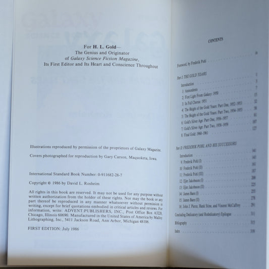 Vintage Sci-fi Hardback: David L Rosheim - Galaxy Magazine, The Dark and The Light Years FIRST EDITION