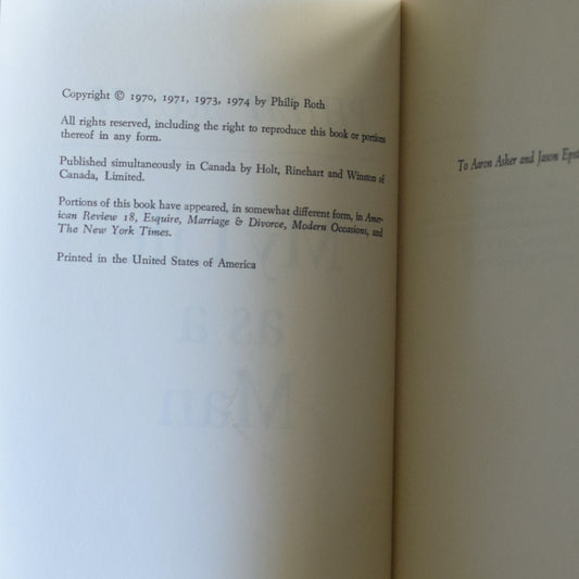 Vintage Fiction Hardback: Philip Roth - My Life as a Man BCE