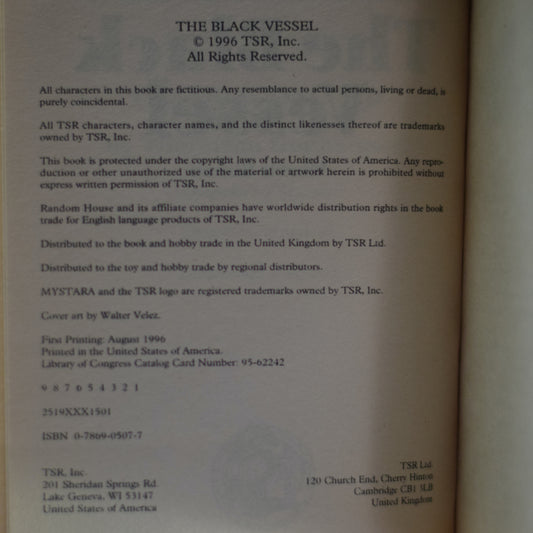 Vintage Dungeons and Dragons Paperback: Morris Simon - The Black Vessel FIRST PRINTING