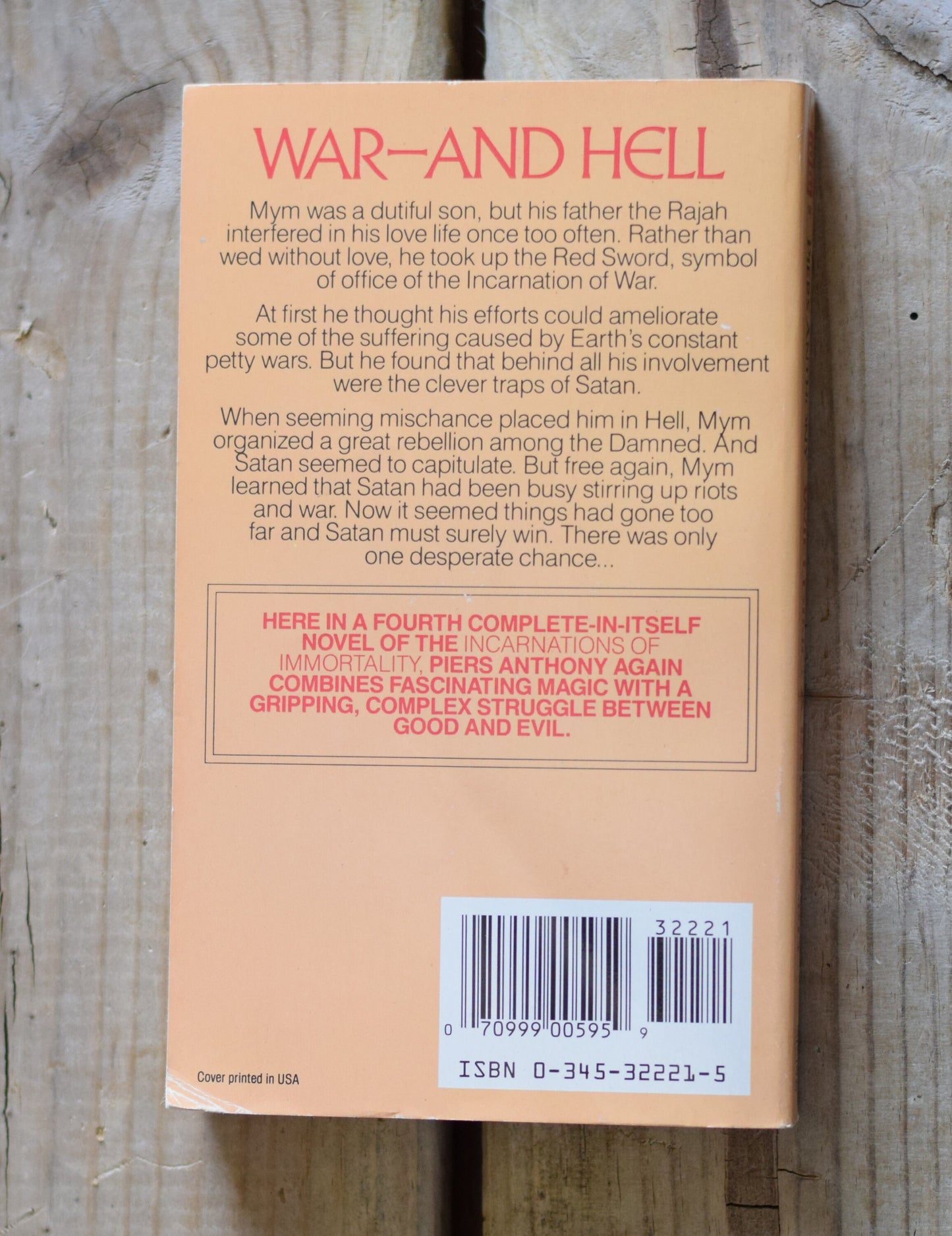 Vintage Fantasy Paperback Novel: Piers Anthony - Wielding a Red Sword, Book Four of Incarnations of Immortality