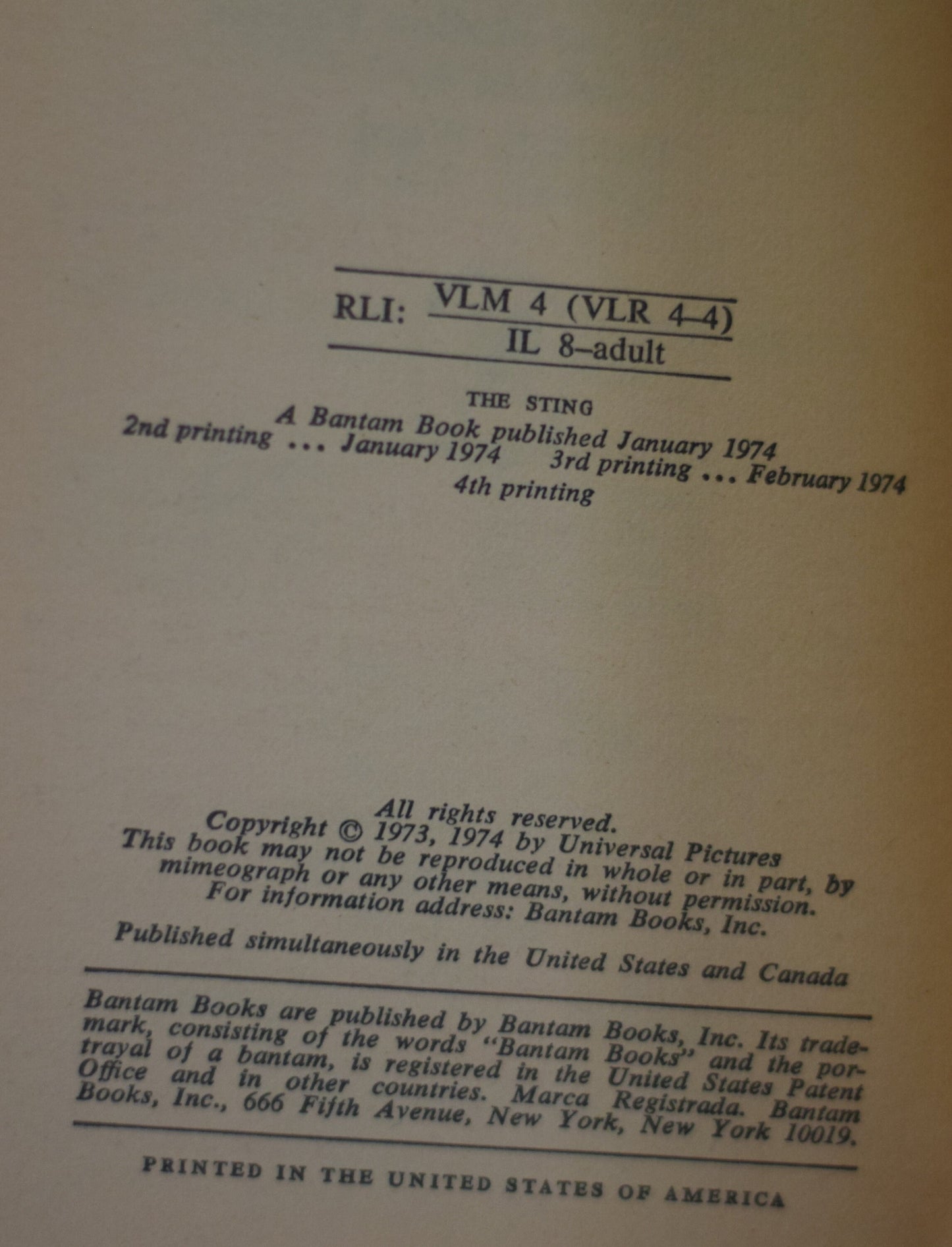 Vintage Fiction Paperback Novel: Robert Weverka - The Sting