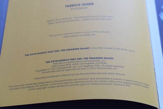 Vintage Graphic Novel: Alexandro Jodorowshy and Jean Moebius Giraud - The Fifth Essence, Part 1 The Dreaming LIMITED EDITION