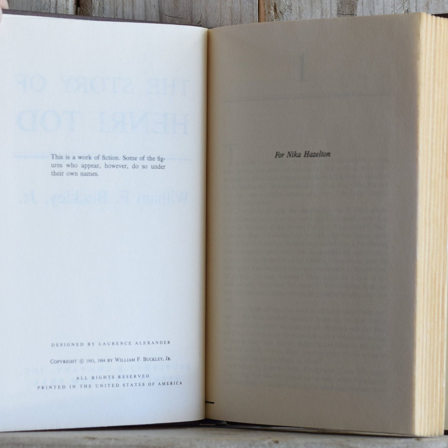 Vintage Fiction Hardback Novel: William F Buckley Jr. - The Story of Henri Tod BOOK CLUB EDITION