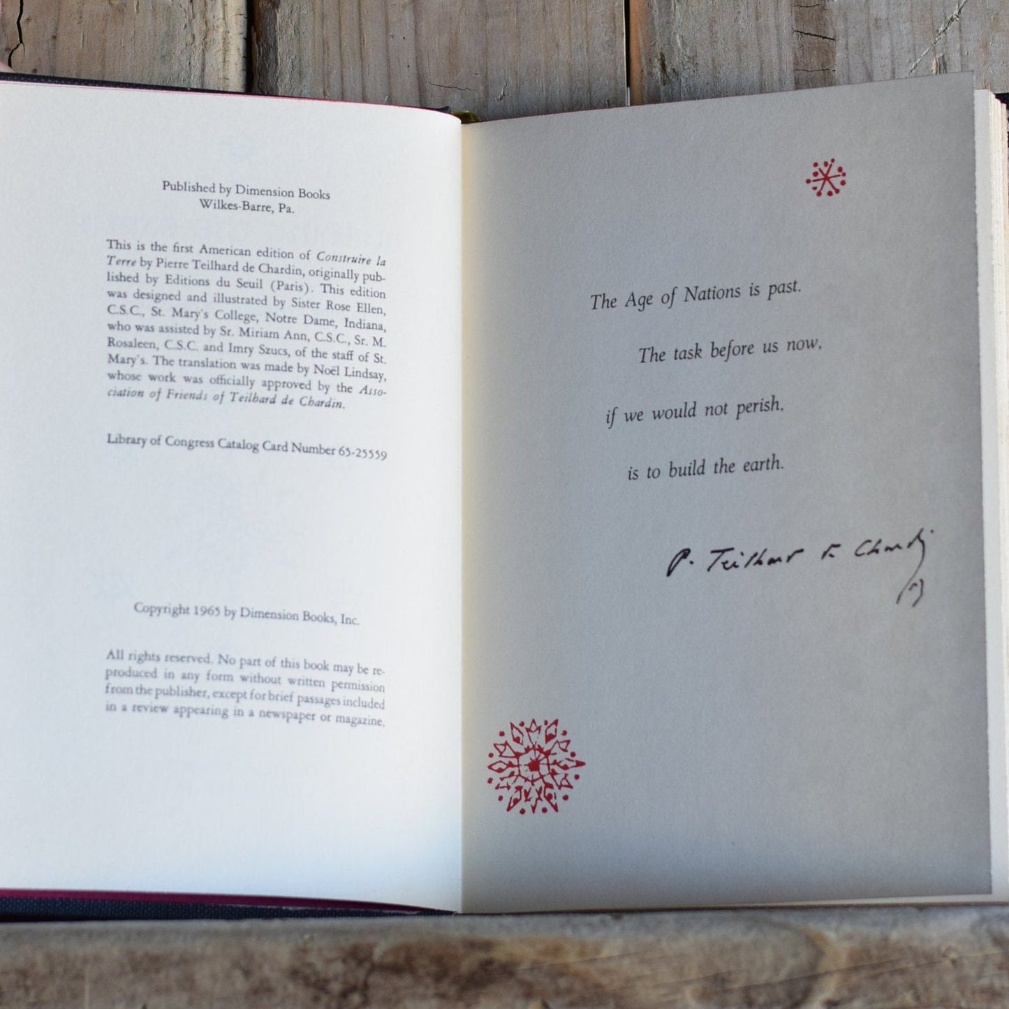 Vintage Fiction Hardback Novel: Teilhard de Chardin - Building the Earth THOMAS MORE EDITION