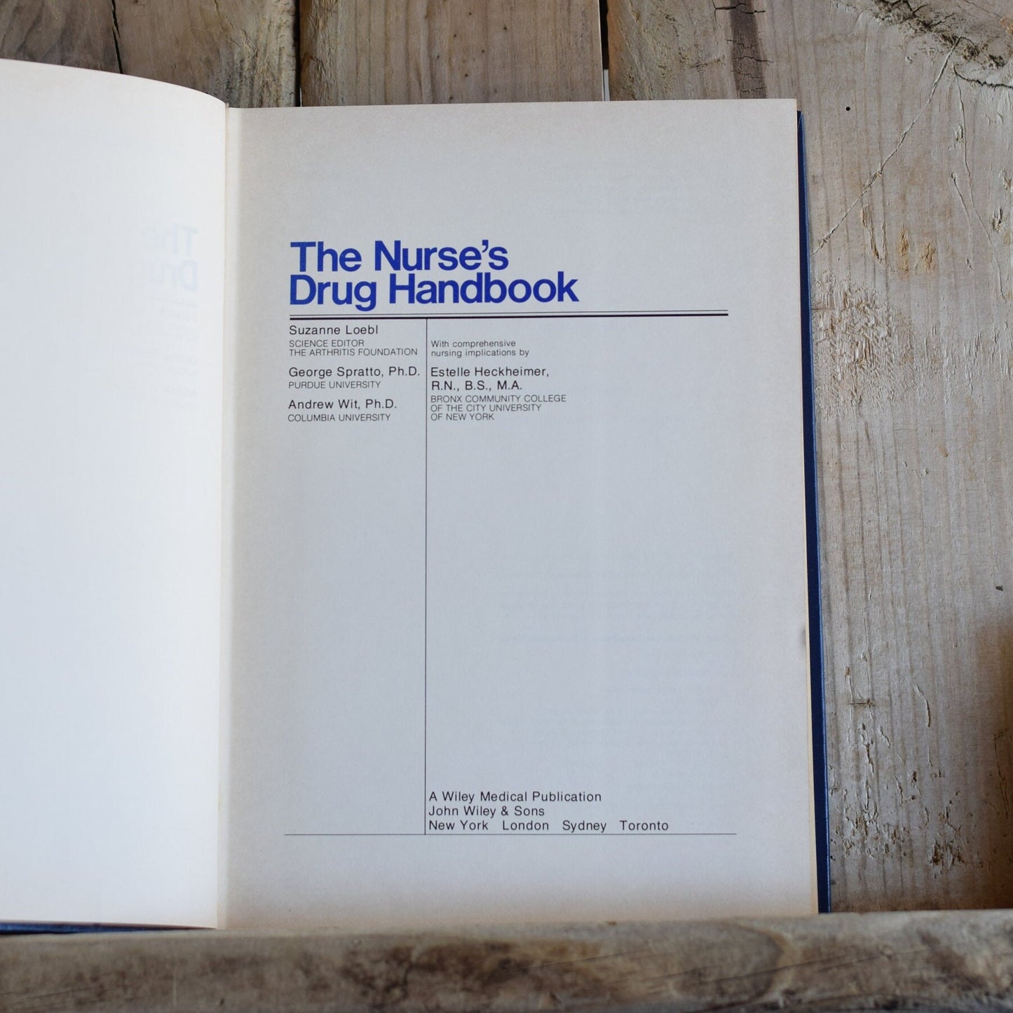 Vintage Non-Fiction Hardback: The Nurse's Drug Handbook FIRST EDITION/PRINTING