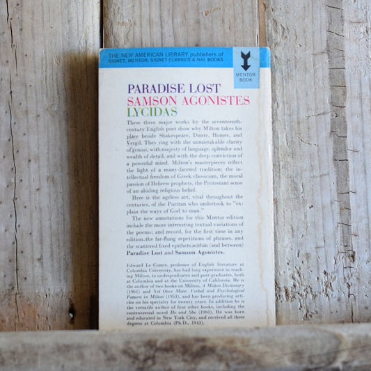 Vintage Fiction Paperback: John Milton - Paradise Lost, Samson Agonistes and Lycidas