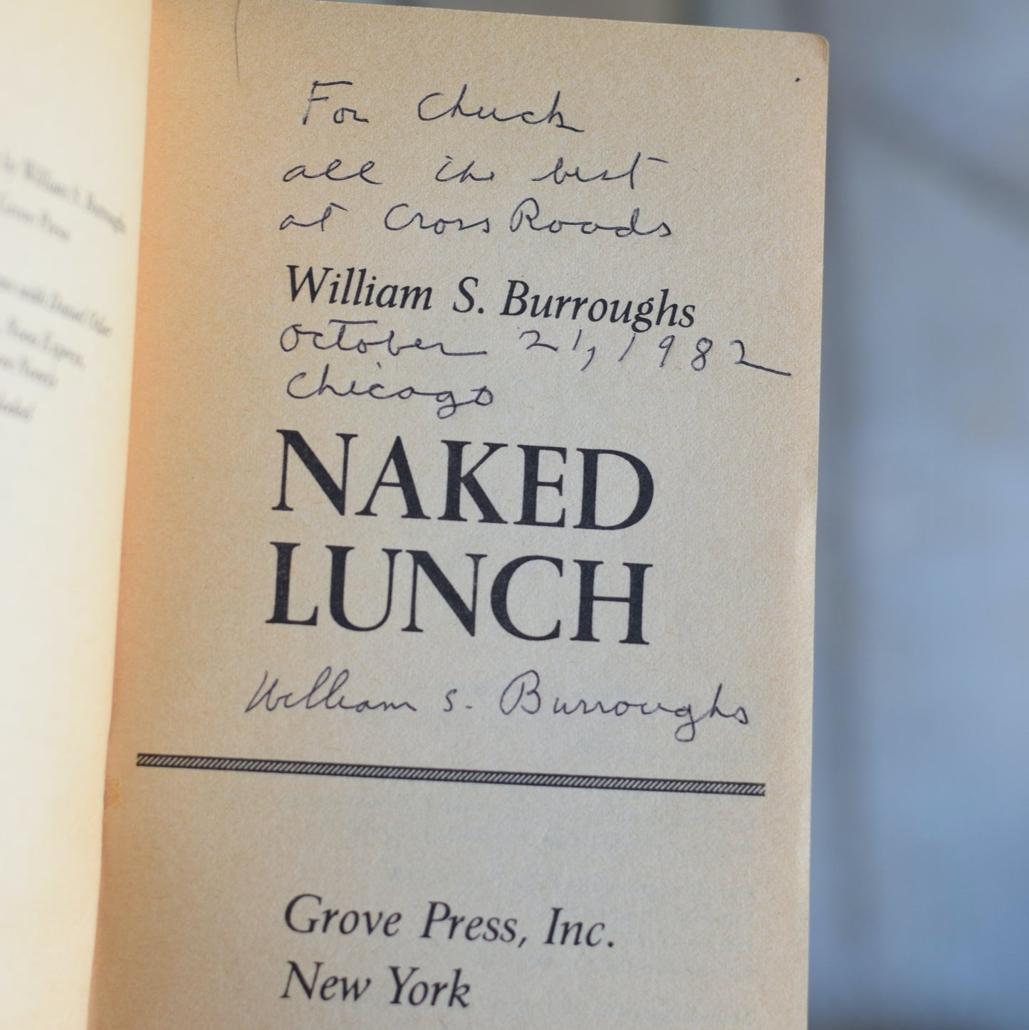 Vintage Fiction Paperback: William Burroughs - Naked Lunch SIGNED