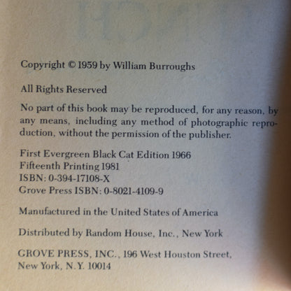 Vintage Fiction Paperback: William Burroughs - Naked Lunch SIGNED