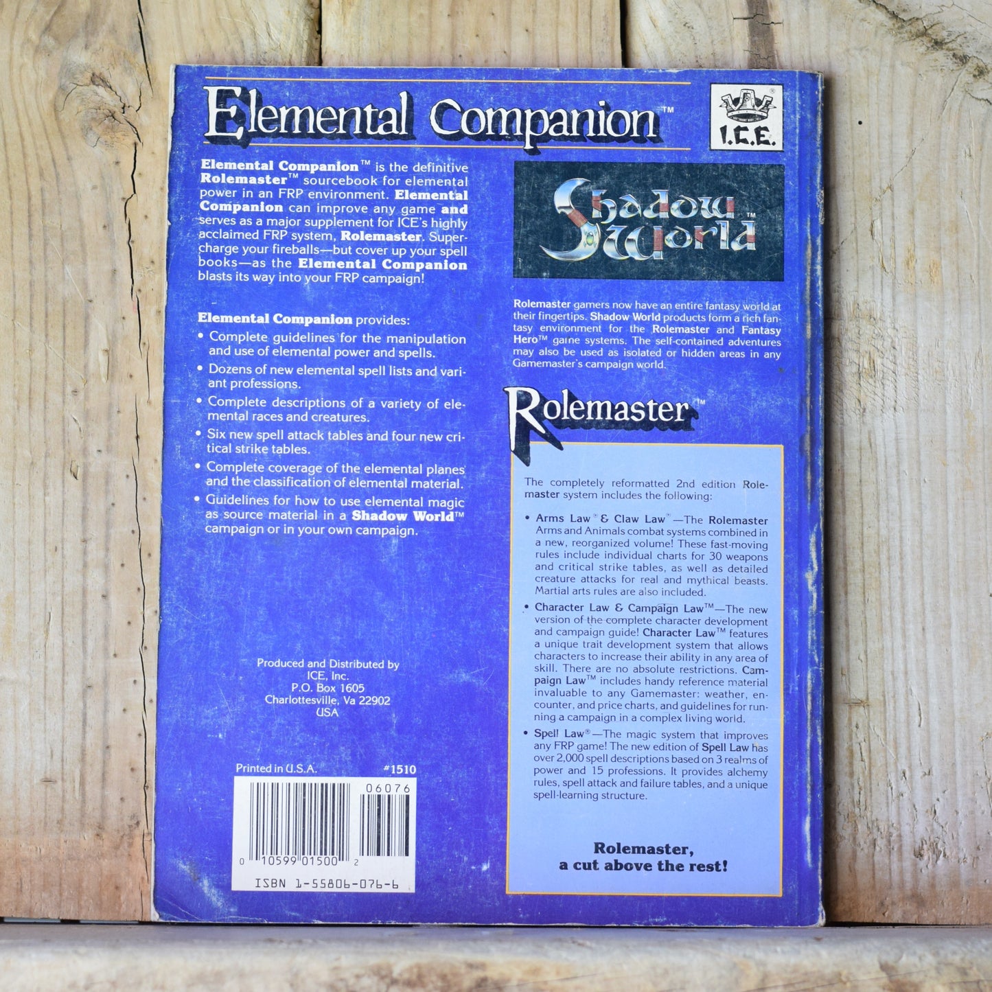 Vintage RPG Book: Rolemaster: Elemental Companion